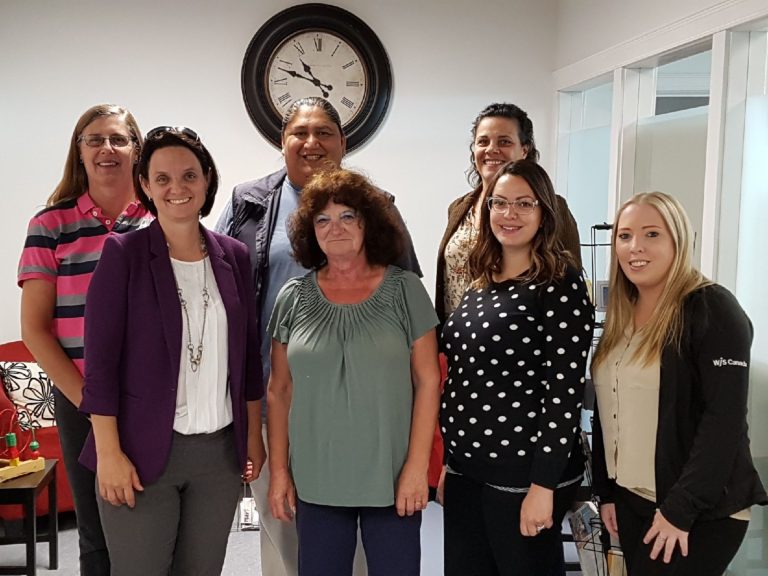 Honourable Danielle Larivee, BC Minister of Children’s Services (2nd from left) visits with WJS staff in Slave Lake.